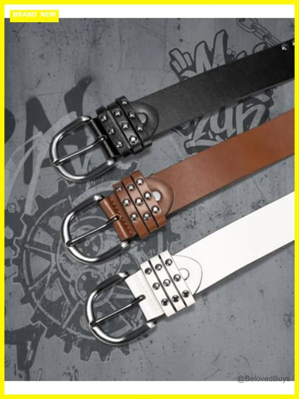 Studded PU Leather Punk Goth Belt for Women Jeans
